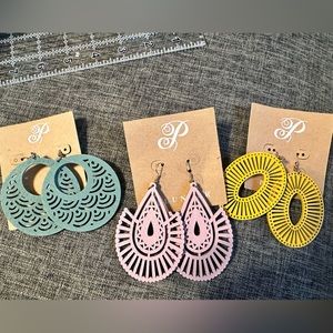 Set of 3 Plunder Wooden Earrings